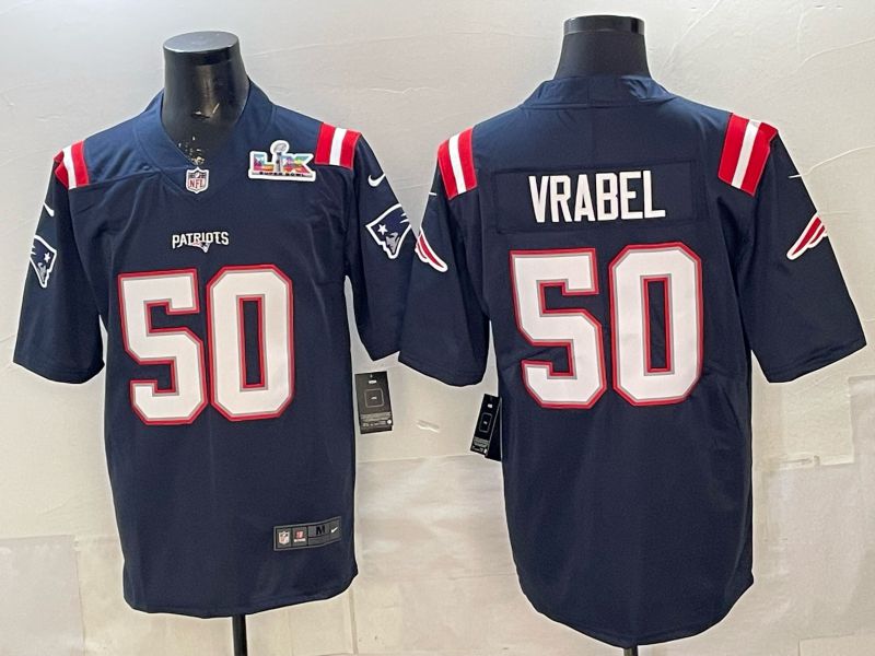 Men 2026 New England Patriots #50 Vrabel Blue Nike Limited NFL Jersey 02
